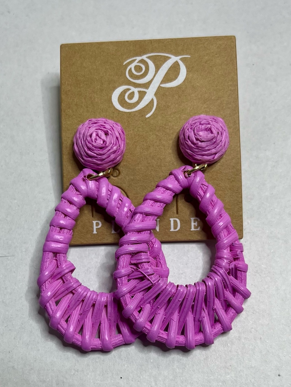 🆕 Plunder Pink Cutout Wooden Weave Drop Earrings